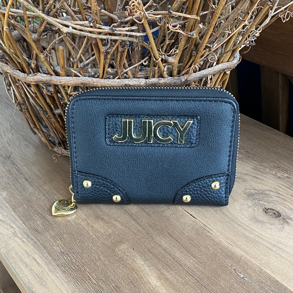 New Juicy Couture Black Wallet with Gold Stud accents